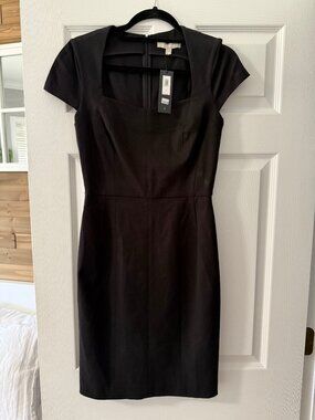 Banana Republic NWT Sloan Square-Neck Sheath Dress Black